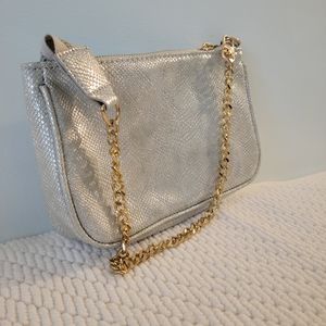 Small silver faux snakeskin purse